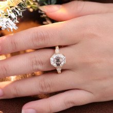 925 Sterling Silver 3CT Emerald Cut Lab Grown Diamond Three Stone Engagement Ring for Women, Vintage Milgrain Bridal Ring, Halloween Christmas Jewelry Gift