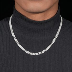 925 Sterling Silver 8mm Iced Out Moissanite Cuban Link Necklace for Men Women, Hip Hop Miami Chain, Halloween Christmas Jewelry Gift