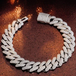 Iced Out 10-12mm Moissanite Cuban Link Chain Necklace for Men Women, Authentic 925 Sterling Silver Hip Hop Jewelry, Halloween Christmas Anniversary Gift